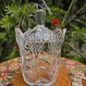 Fifth Avenue Portico Crystal Lidded‎ Trinket Box-Vintage Crystal Biscuit Jar